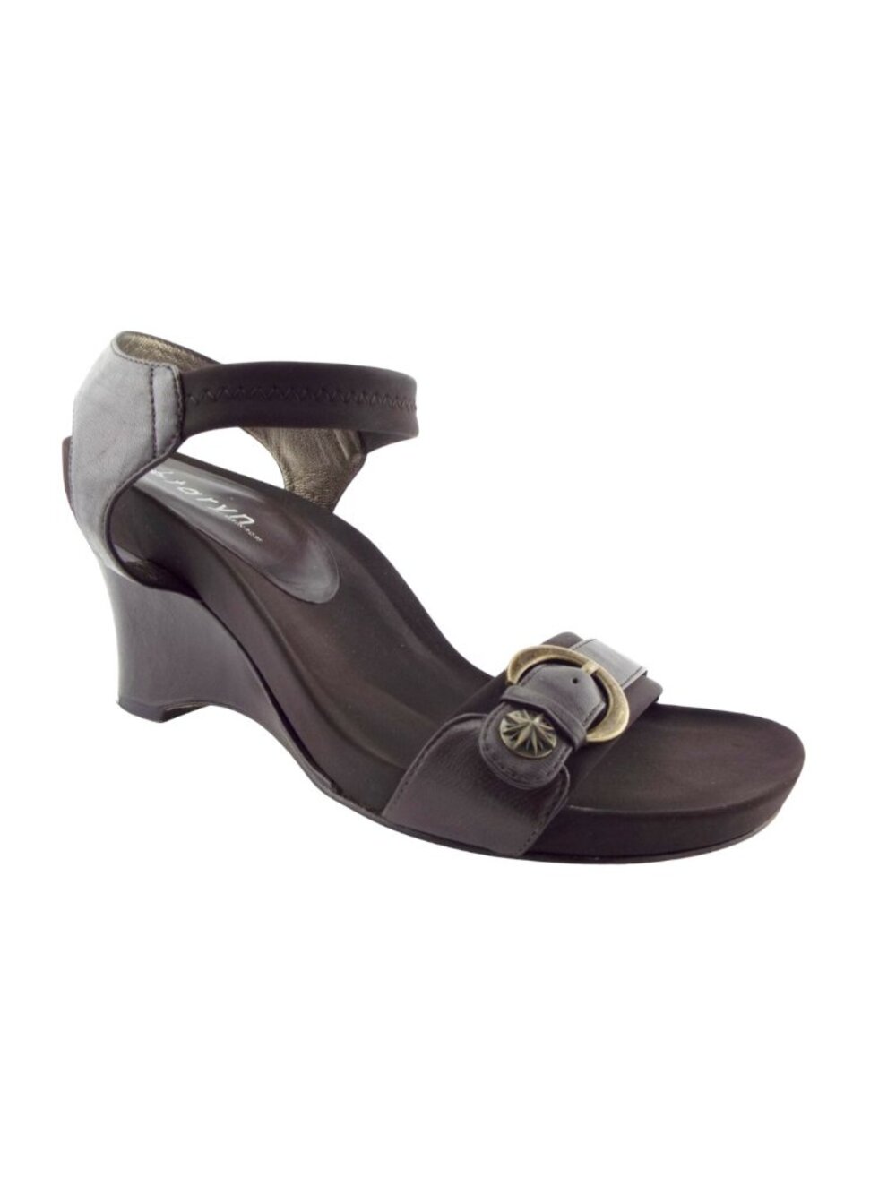Taryn Rose Brown Buckled Ankle Strap Wedge Heel Sandals 9.5